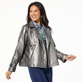 Jaclyn Smith Faux Leather Swing Trench Coat