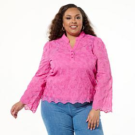 Jaclyn Smith Floral Lace Henley Blouse