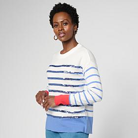 Jaclyn Smith Long-Sleeve Sweater with Sequin Stripes