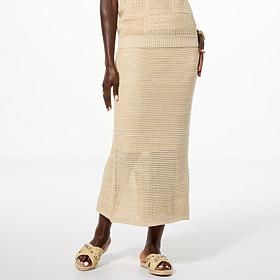 Jaclyn Smith Pointelle Crochet Knit Pencil Skirt