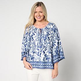 Jaclyn Smith Printed Knit Peasant Top