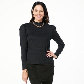 Jaclyn Smith Puff Sleeve Mock-Neck Top