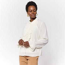 Jaclyn Smith Ruffle-Front Blouse with Camisole