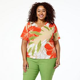 Jaclyn Smith Short-Sleeve Ribbed Knit Tee