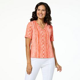 Jaclyn Smith Short-Sleeve Ribbed Knit Tee