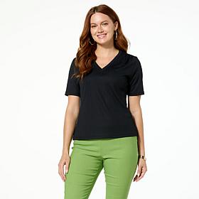 Jaclyn Smith Short-Sleeve Ribbed Knit Tee