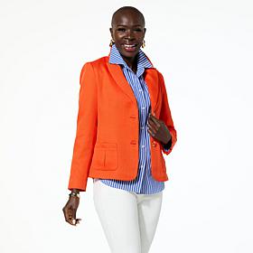 Jaclyn Smith Stretch Woven Buttoned Blazer