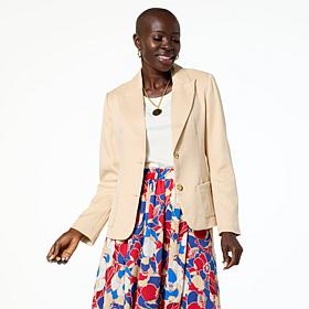 Jaclyn Smith Stretch Woven Buttoned Blazer