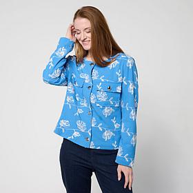 Jaclyn Smith Woven Floral-Embroidered Buttoned Jacket