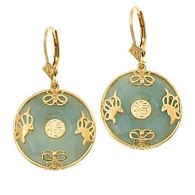 Jade of Yesteryear Gold-Plated Double Cabochon Cut Drop Earrings