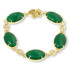 Jade of Yesteryear Green Jade Goldtone Link Bracelet