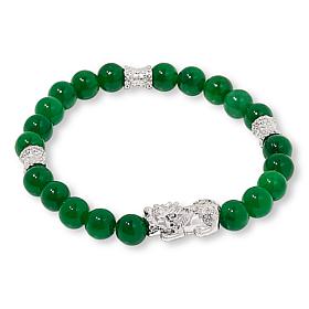 Jade of Yesteryear Jade Beaded Dragon-Design Stretch Bracelet
