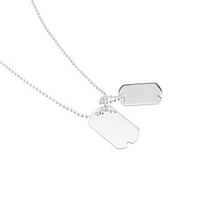 James Michael Silver-Plated Double Dog Tag Pendants with 31" Chain