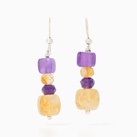 Jay King Amethyst & Citrine Earrings, Sterling Silver