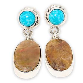 Jay King Ammonite Fossil and Kingman Turquoise Drop Earrings
