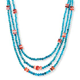 Jay King Apatite and Spiny Oyster Shell 3-Stand Necklace
