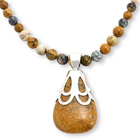 Jay King Australian Dendritic Opal Pendant with Beaded Necklace