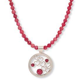 Jay King Baroque Rose Rhodonite Hearts Pendant with Beaded Necklace