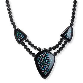 Jay King Black Chalcedony and Micro Opal Inlay Reversible Necklace