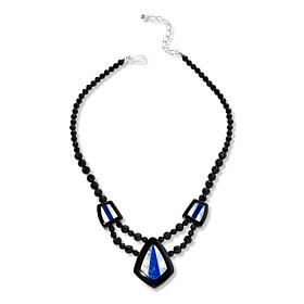 Jay King Black Chalcedony, Lapis and Shell Inlay Necklace