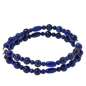 Jay King Blue Lapis Bead Two-Strand Stretch Bracelet