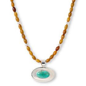 Jay King Chilean Turquoise and Jarosite Pendant with Beaded Necklace
