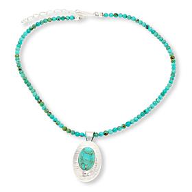 Jay King Chilean Turquoise Oval Pendant with Bead Necklace