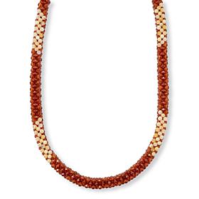Jay King Hessonite and Yellow Opal Bead Woven Necklace