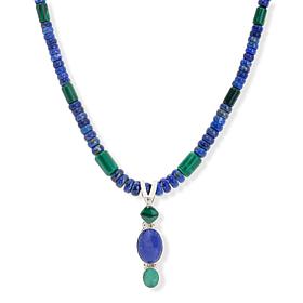 Jay King Lapis and Malachite Beaded Pendant Necklace
