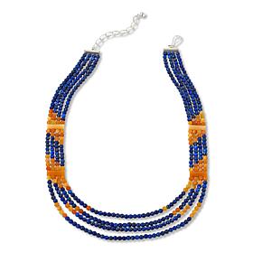 Jay King Lapis and Yellow Dragon Stone Bead Multi-Strand Necklace