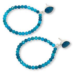 Jay King Madagascar Blue Apatite Shell Bead Hoop Drop Earrings