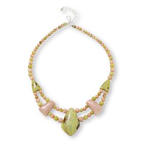 Jay King Madagascar Green Opal and Peach Stone Necklace