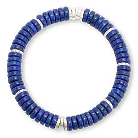 Jay King Men's Silver & Lapis Bead Stretch Bracelet