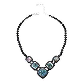 Jay King Midnight Black Chalcedony and Abalone Shell Inlay Necklace