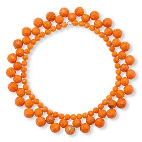 Jay King Orange Coral Bead Woven Stretch Bracelet