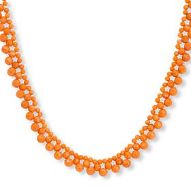Jay King Orange Coral Woven Bead Necklace