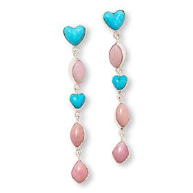 Jay King Peruvian Opal and Turquoise Sterling Silver Dangle Earrings