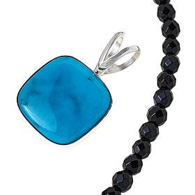 Jay King Peruvian Turquoise Cushion-Cut Pendant with Bead Necklace