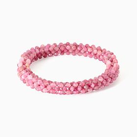 Jay King Pink Tourmaline and Rhodonite Sterling Silver Woven Bracelet