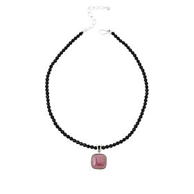 Jay King Rhodochrosite Cushion-Cut Pendant with Bead Necklace