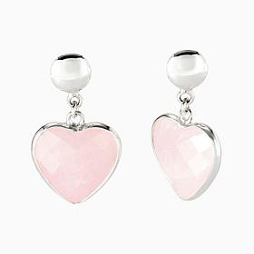 Jay King Rose Quartz Heart Earrings, Sterling Silver
