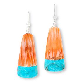 Jay King Royal Blue Turquoise and Spiny Oyster Inlay Earrings