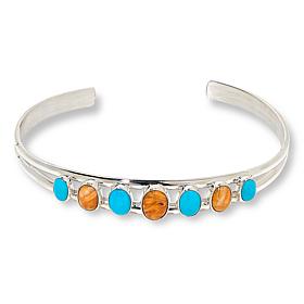 Jay King Sleeping Beauty Turquoise and Orange Shell Cuff Bracelet