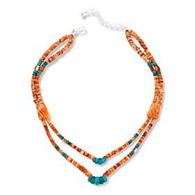 Jay King Spiny Oyster Shell and Turquoise Bead 2-Row Necklace