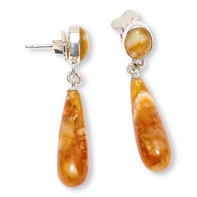 Jay King Sterling Silver Butterscotch Amber Drop Earrings