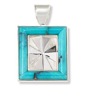 Jay King Sterling Silver Campitos Turquoise Square Pendant