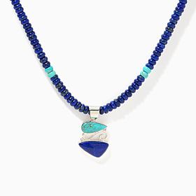 Jay King Sterling Silver Chilean Turquoise & Lapis Beaded Necklace