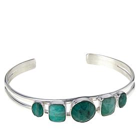 Jay King Sterling Silver Emerald 5-Stone Cuff Bracelet