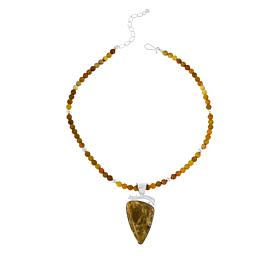 Jay King Sterling Silver Green Volcanic Opal Pendant with Necklace