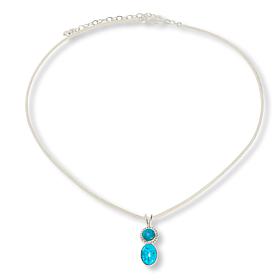 Jay King Sterling Silver Kingman Turquoise 2-Stone Pendant with Chain 